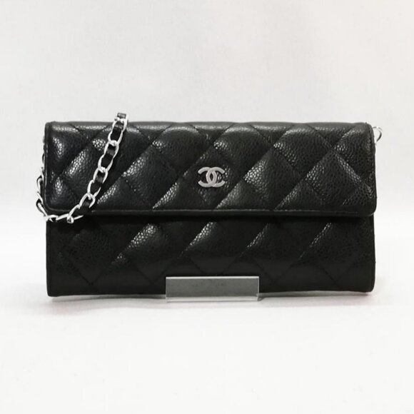 Authentic CHANEL CC Classic Caviar Flap Wallet Chain Shoulder Crossbody Black - Picture 2 of 13